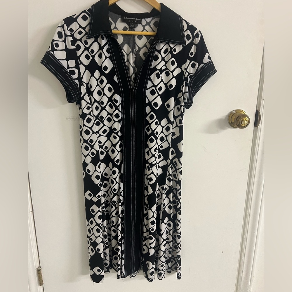 Connected Apparel Dress Collared Size 12 Dice Print 60s Mod Retro Pop Art
